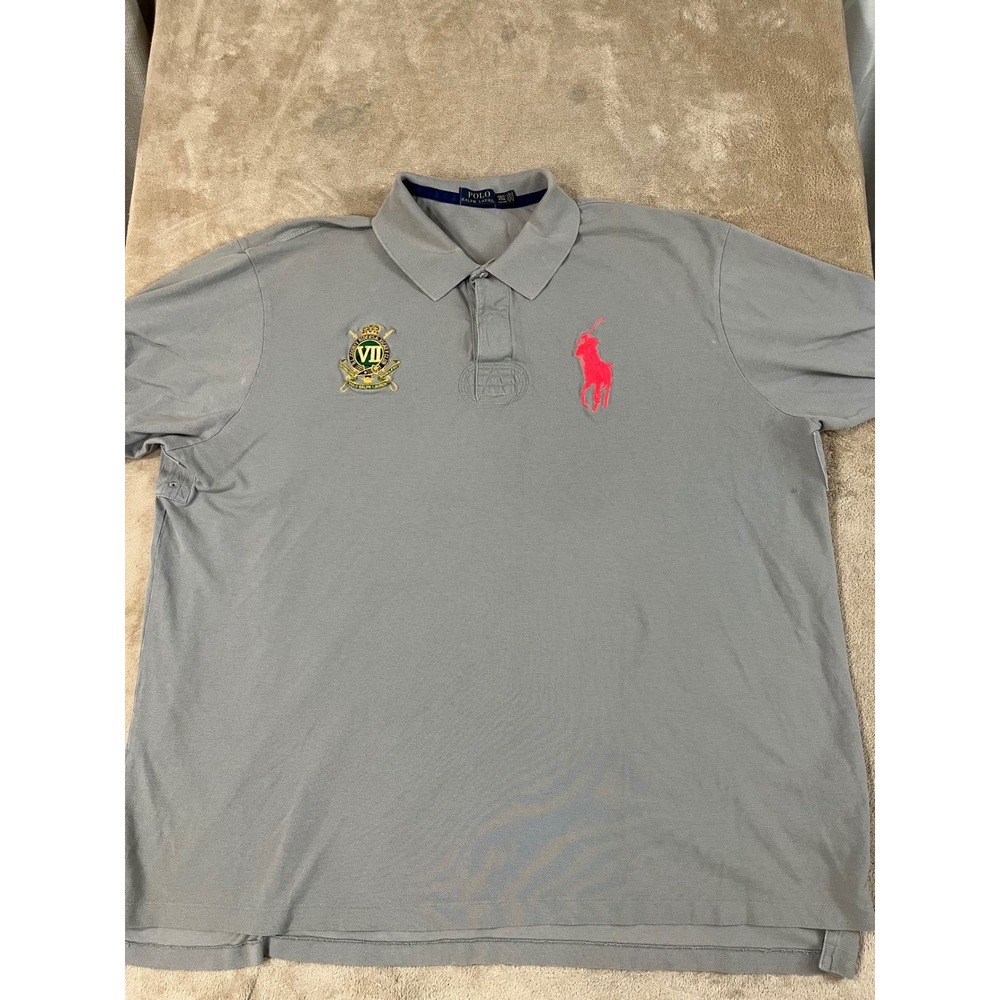 Polo Ralph Lauren County Riders Club Polo Shirt Men's 4XLT Tall Gray Cotton S/S
